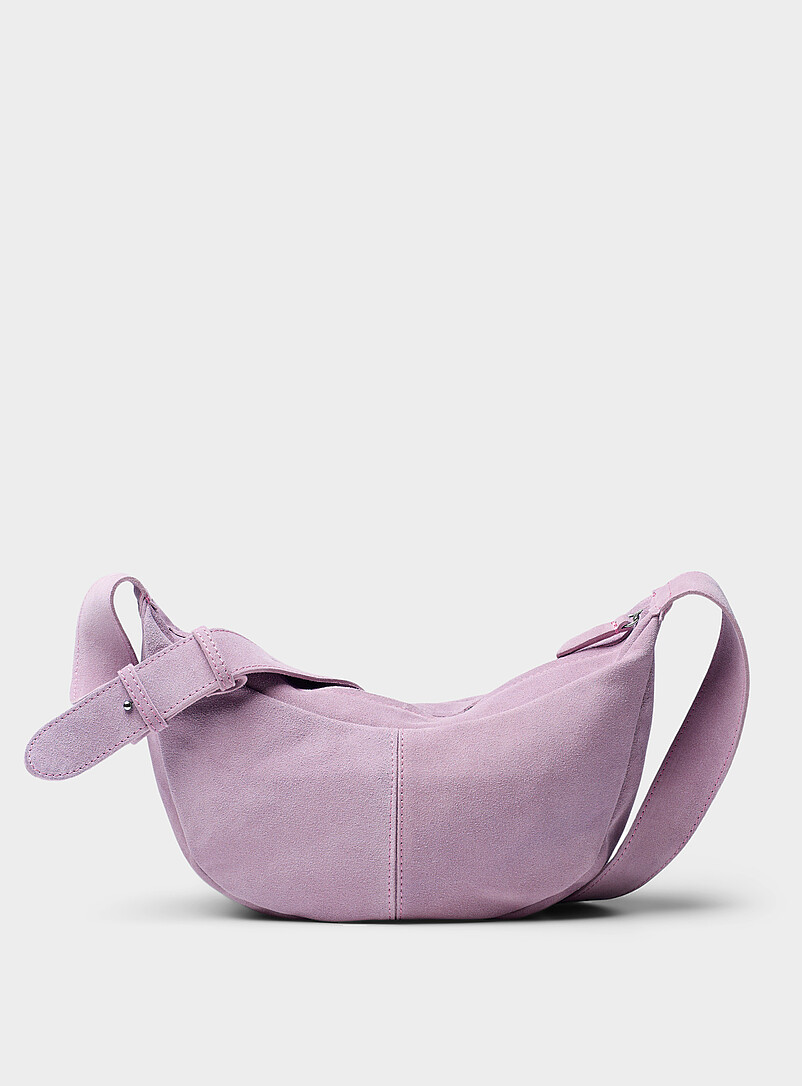Minimalist Suede Half-Moon Hobo Bag Exclusive Collection From Italy