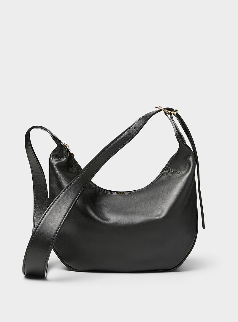 Textured-leather half-moon crossbody bag Exclusive collection from Italy product image (primary)