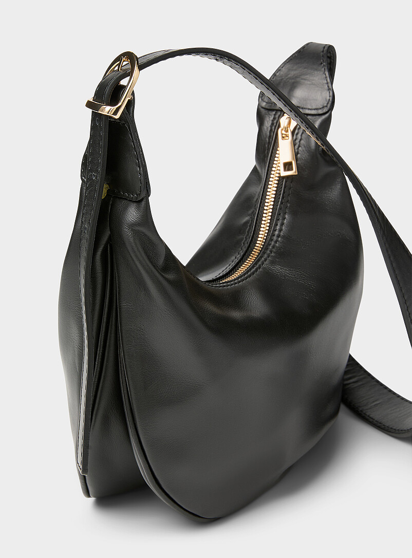 Textured-leather half-moon crossbody bag Exclusive collection from Italy product image 2