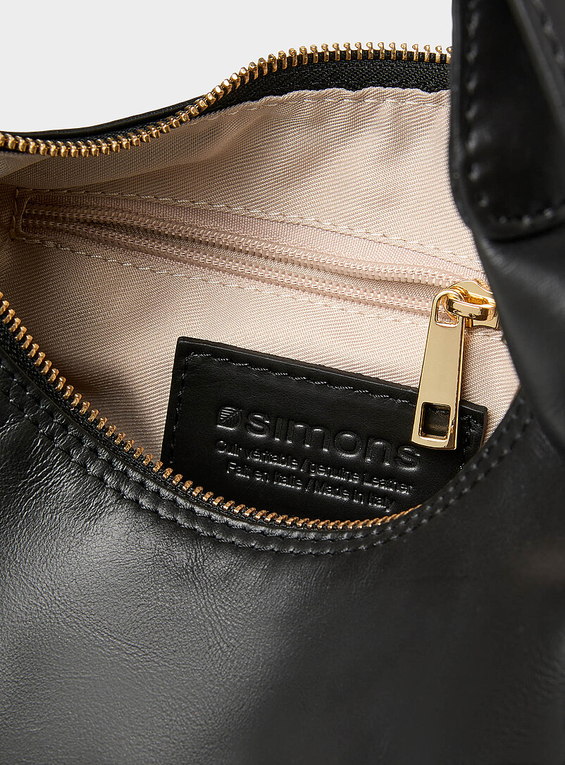 Textured-leather half-moon crossbody bag Exclusive collection from Italy product image 3