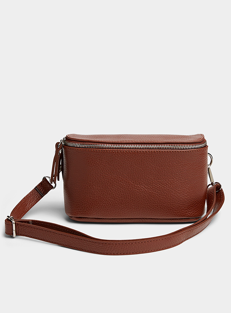 Le 31 Brown Grained leather shoulder bag for men