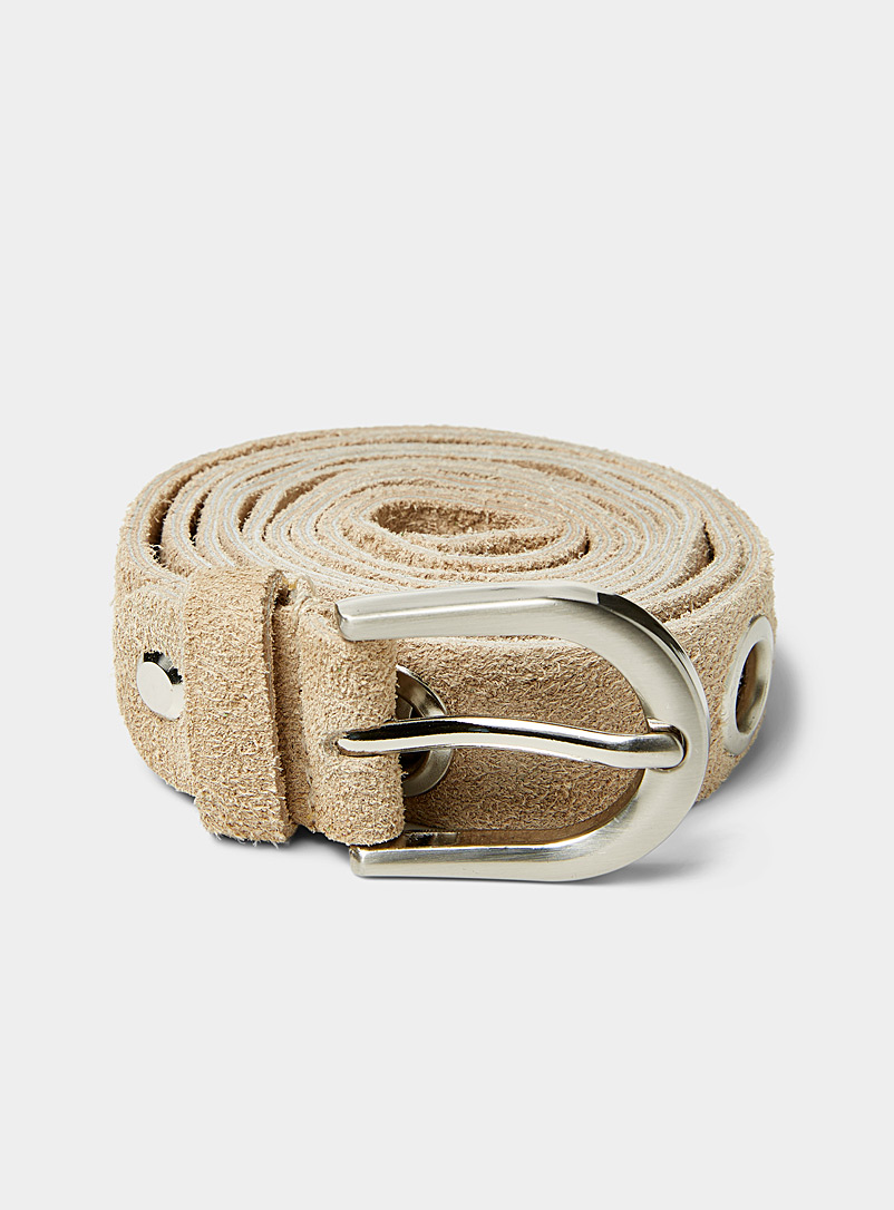 Simons Fawn Suede eyelet belt for women
