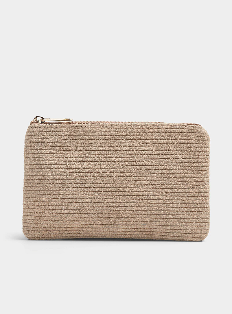Simons Fawn Ribbed suede clutch for women