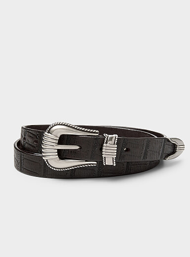 Le 31: La ceinture western cuir croco Noir pour homme