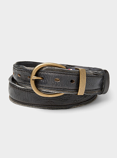 Le 31: La ceinture bordure cuir brut Noir pour homme