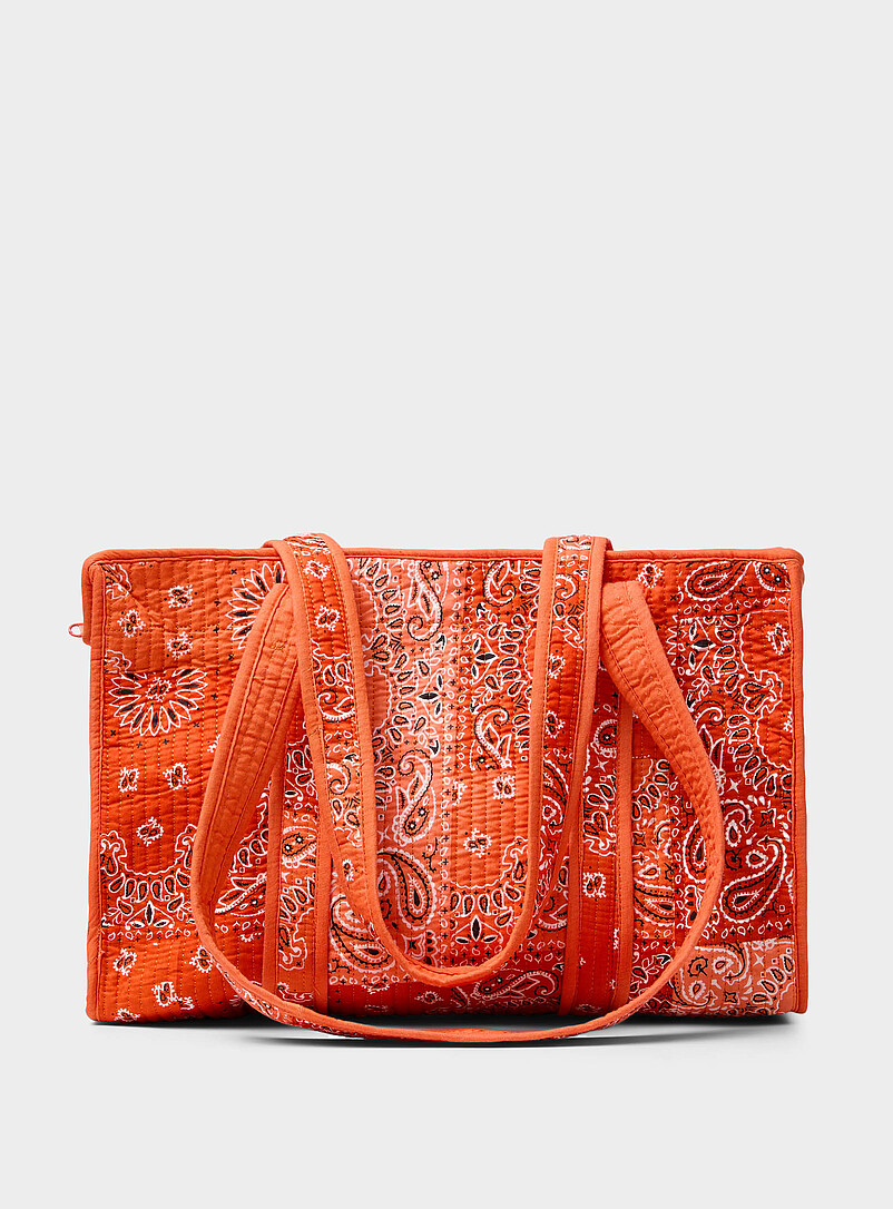 Simons: Le fourre-tout matelass&eacute; patchwork paisley Bleu &agrave; motifs pour femme