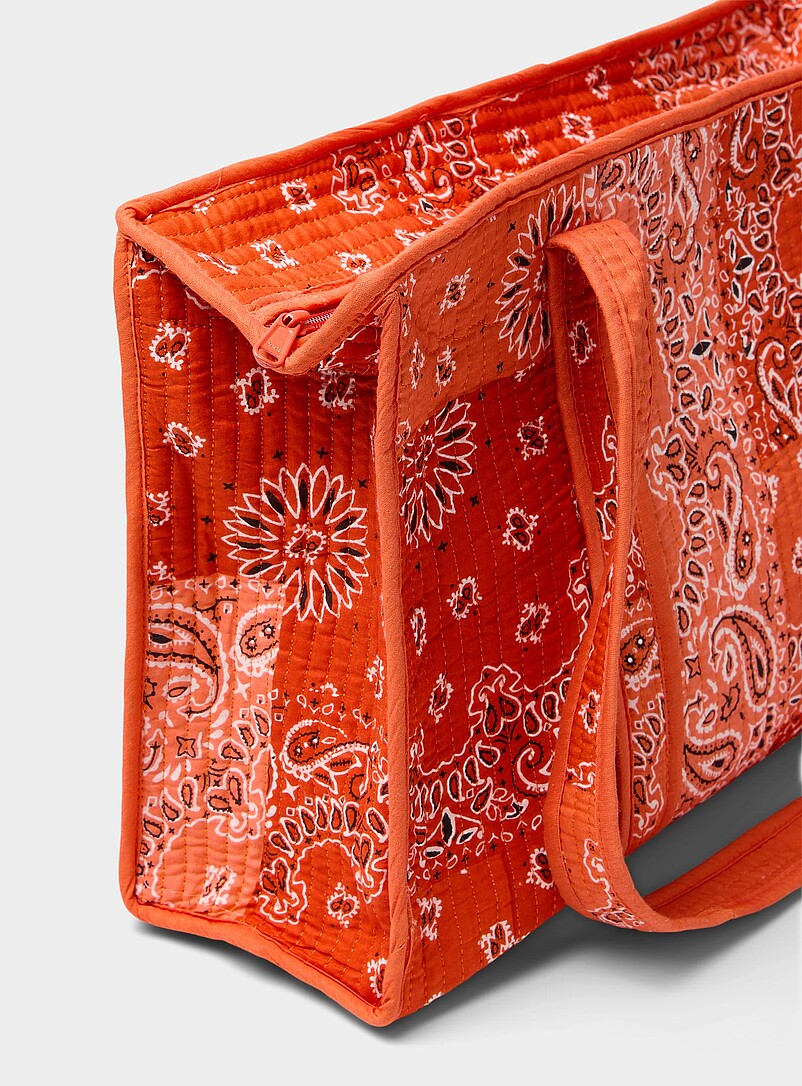 Simons: Le fourre-tout matelass&eacute; patchwork paisley Bleu &agrave; motifs pour femme