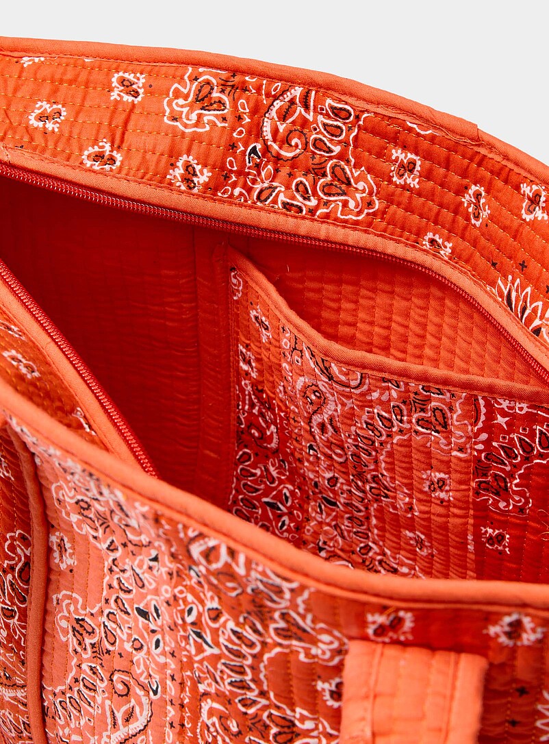 Simons: Le fourre-tout matelass&eacute; patchwork paisley Bleu &agrave; motifs pour femme