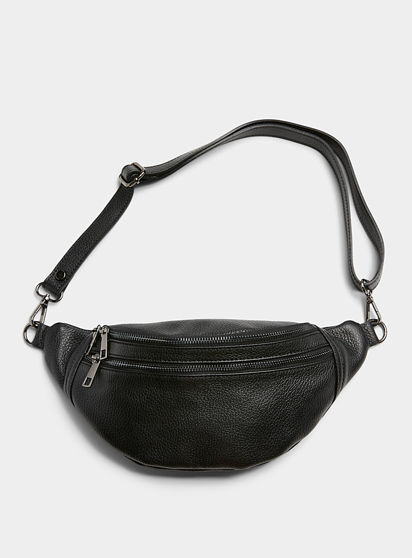 Double-compartment pebbled-leather belt bag Exclusive collection from Italy product image (primary)