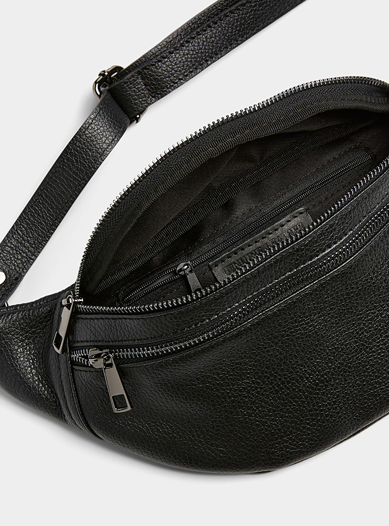 Double-compartment pebbled-leather belt bag Exclusive collection from Italy product image 3