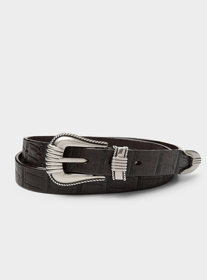 Croc leather Western belt product image (primary)