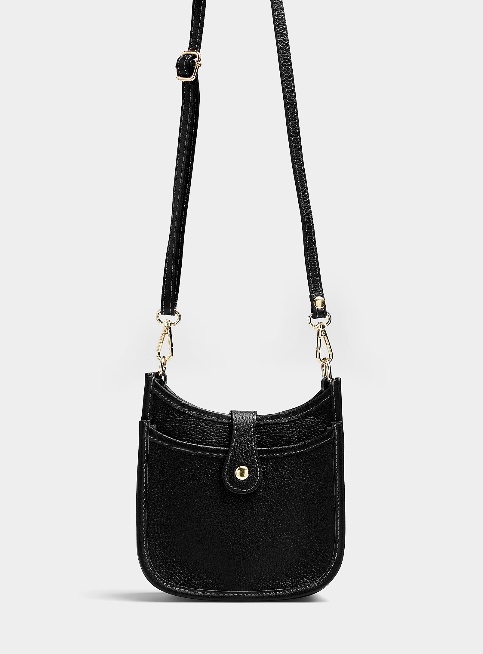 Simons - Women's Topstitched pebbled leather saddle bag Exclusive collection from Italy