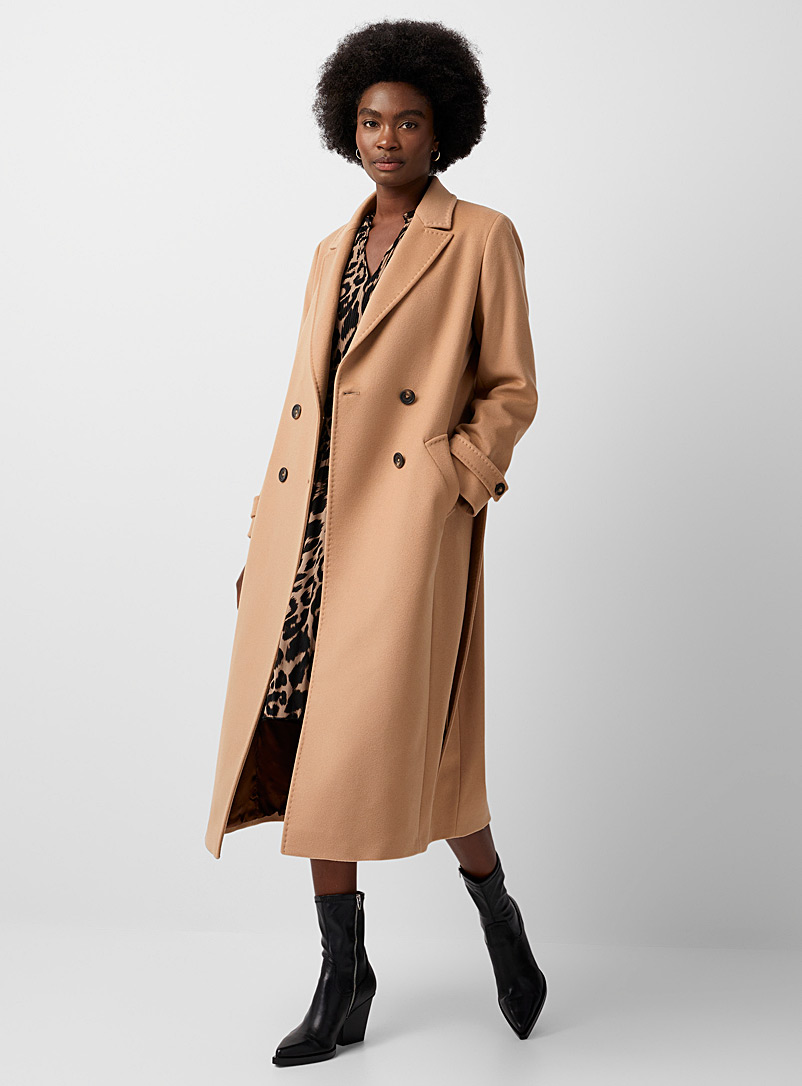 Wool and cashmere double-breasted overcoat