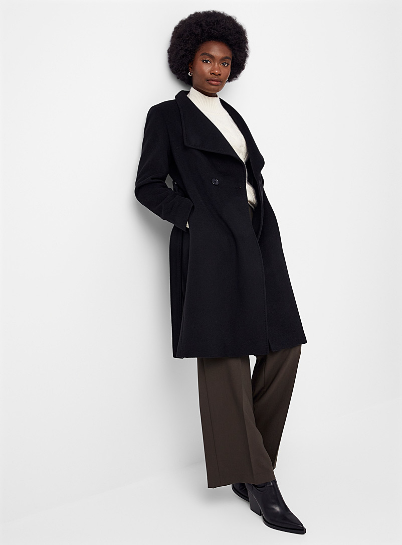 Contemporaine: Le manteau peignoir laine et cachemire Noir pour femme