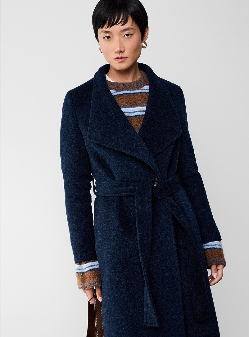 ジャケット・アウター giunon round collar wool coat Mid-length fold-over crossover collar wool overcoat Import from