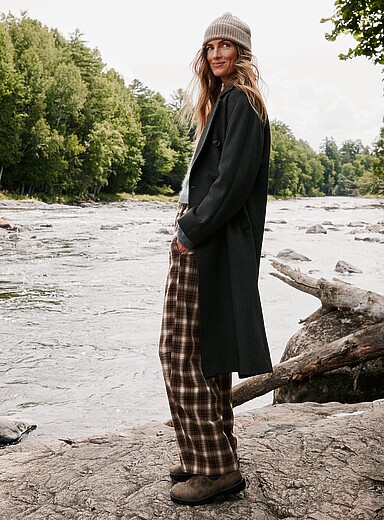 Long double-breasted wool overcoat <b>Import from Italy</b>