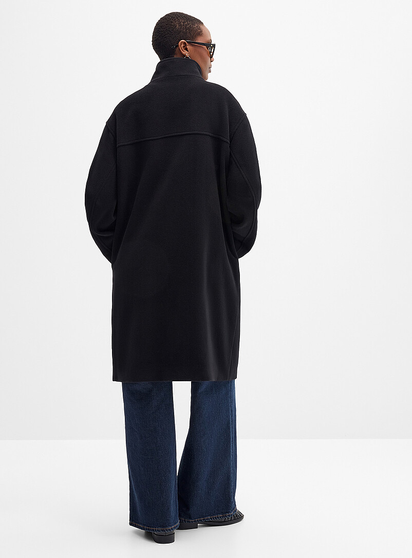 Wool-blend stand-collar oversized overcoat Exclusive collection