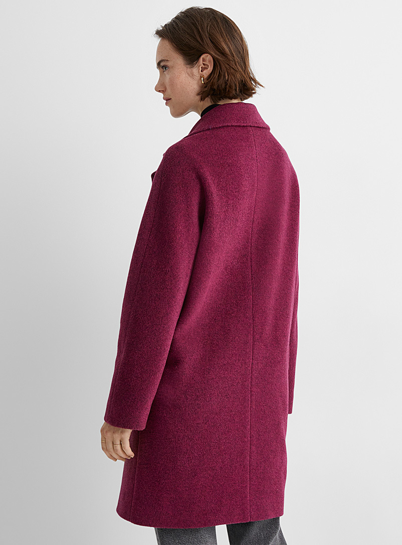 Contemporaine: Le paletot double boutonnage laine et mohair Rouge foncé-vin-rubis pour femme