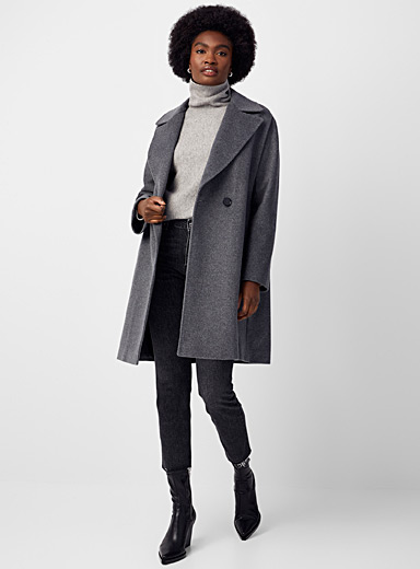 Contemporaine Grey Oversized wool and cashmere overcoat for women