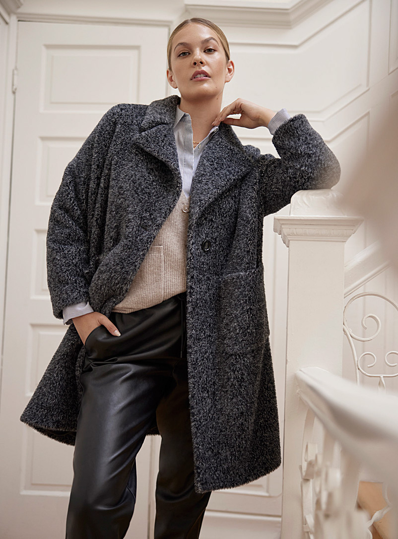 manteau laine tricotée femme