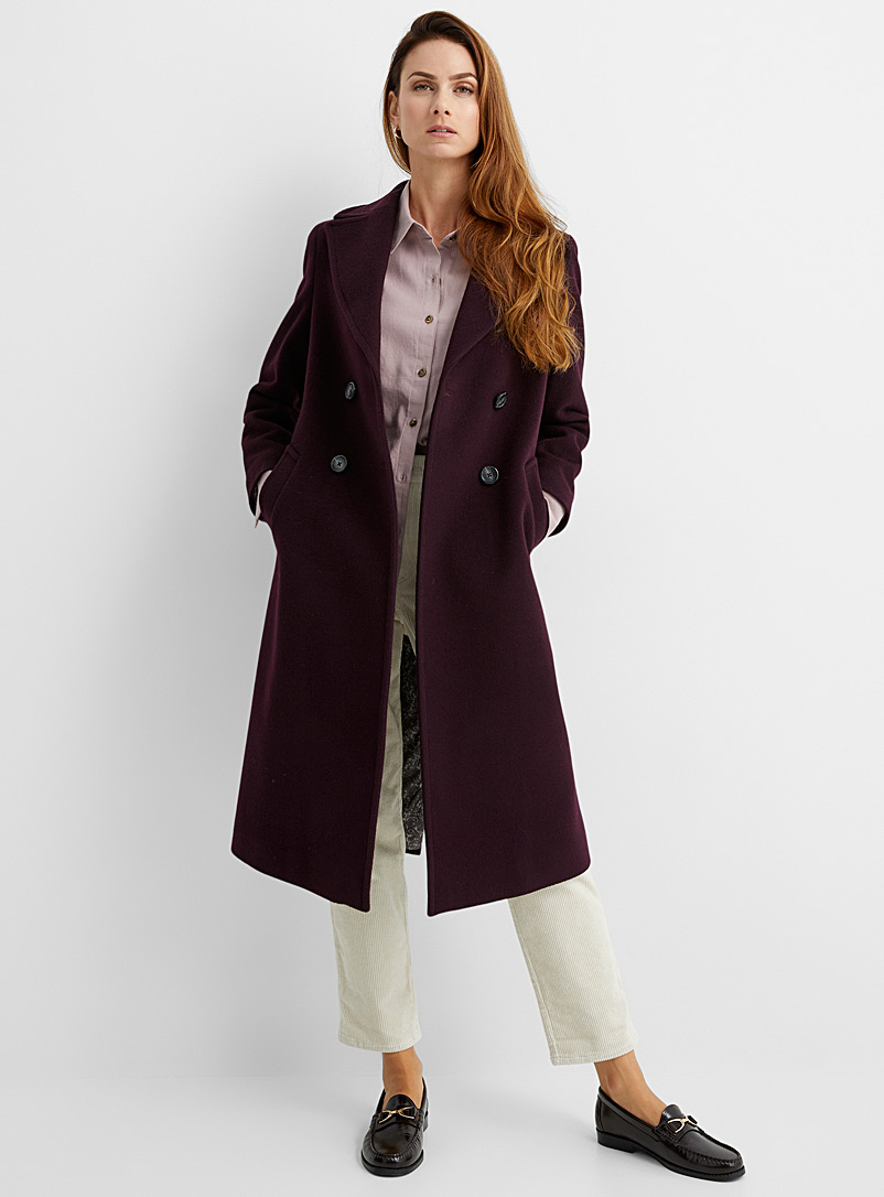 Contemporaine Mauve Double-breasted wool and mohair overcoat for women