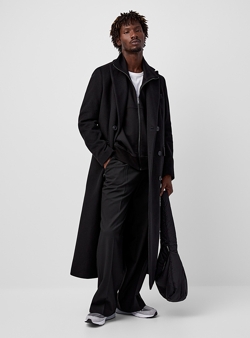 Le 31 Black Amplified length overcoat for men