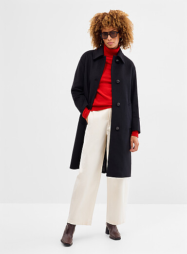 Le paletot col chemise simple boutonnage en laine <b>Collection exclusive d'Italie</b>