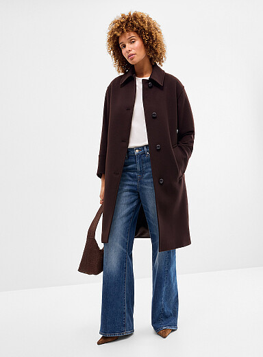Single-breasted wool shirt collar overcoat <b>Exclusive collection from Italy</b>