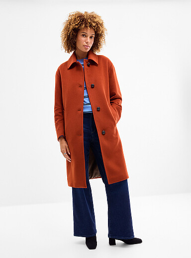 Single-breasted wool shirt collar overcoat <b>Exclusive collection from Italy</b>