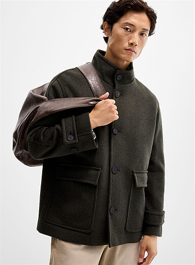 Olive cropped overcoat <b>Exclusive collection from Italy</b>