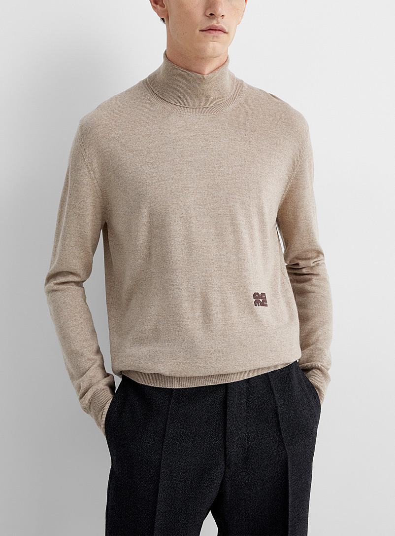 OAMC White Embroidered letters light turtleneck sweater for men