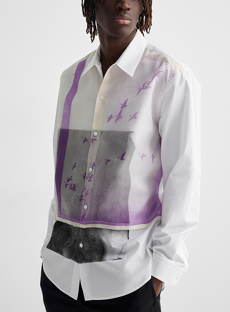 OAMC: La chemise impression voile soyeux Blanc pour homme