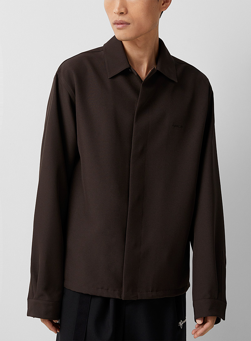 OAMC Brown Illustrated silky back shirt jacket for men