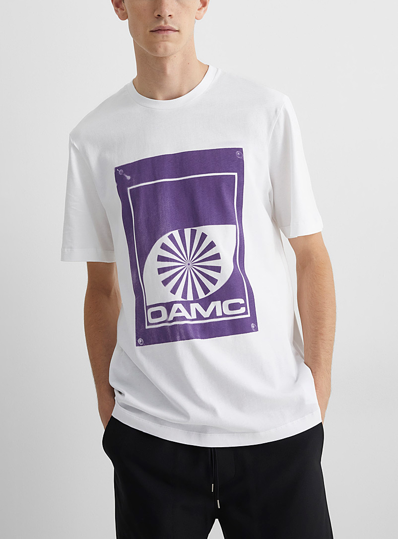 OAMC: Le t-shirt imprimé Borealis Blanc pour homme