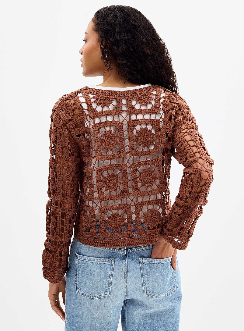 Floral crochet pure cotton sweater product image 3