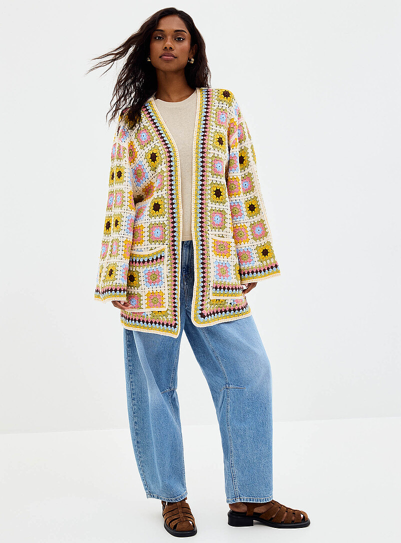 Patchwork crochet open cardigan product image (primary)