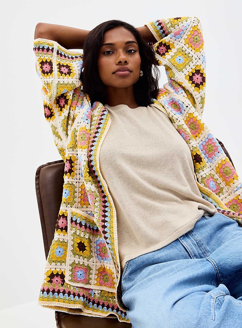 Patchwork crochet open cardigan product image 2