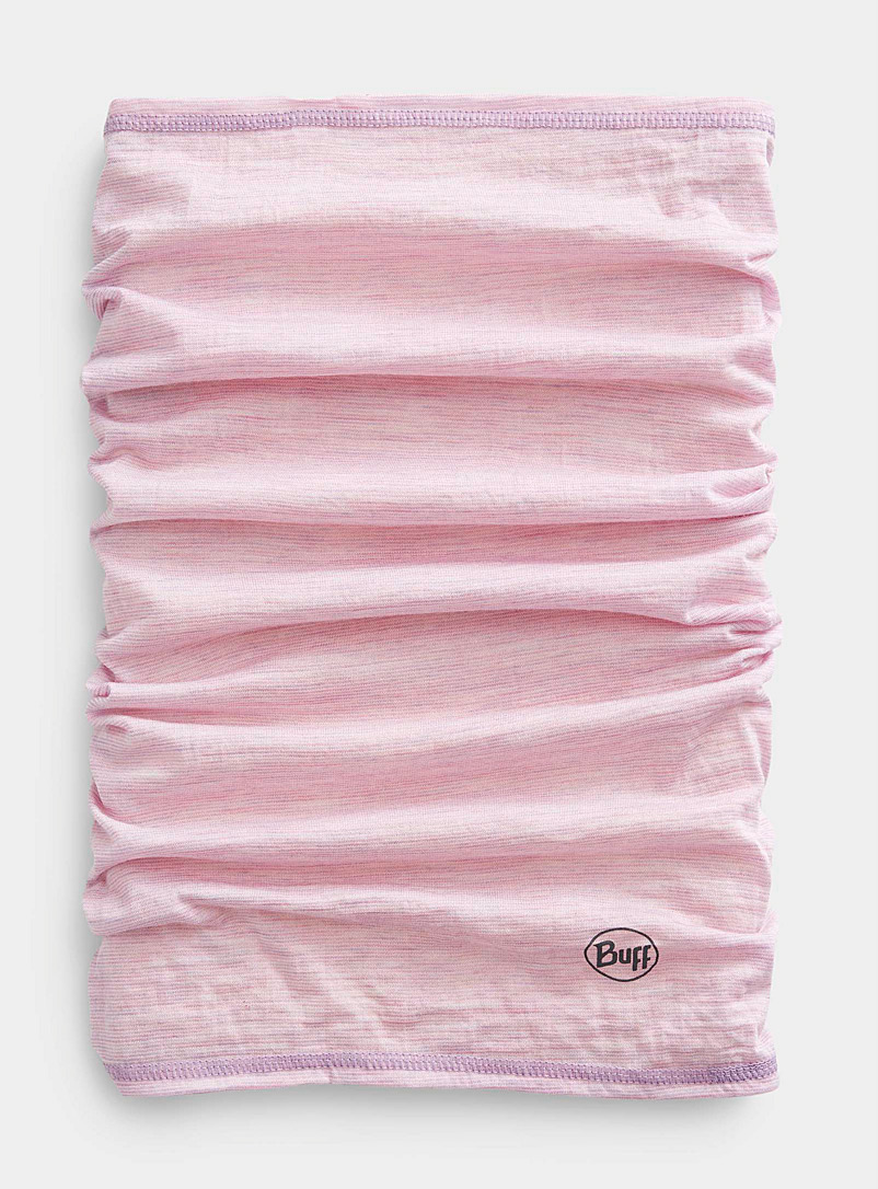 Buff Pink Striped multi-style merino tube scarf for women