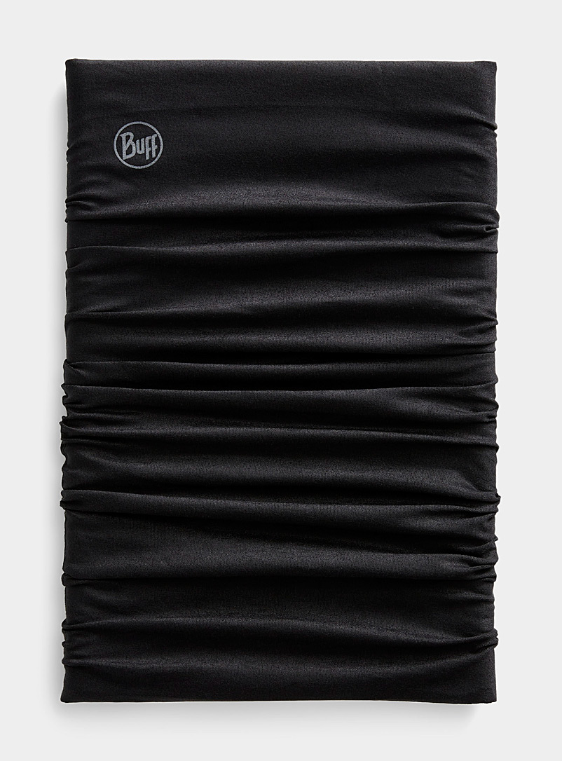Buff Black All black multi-style tube scarf for men