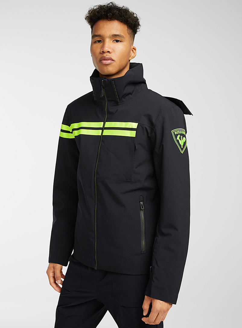 Rossignol Patterned Black Emblem neon band insulated jacket Semi-slim fit for men