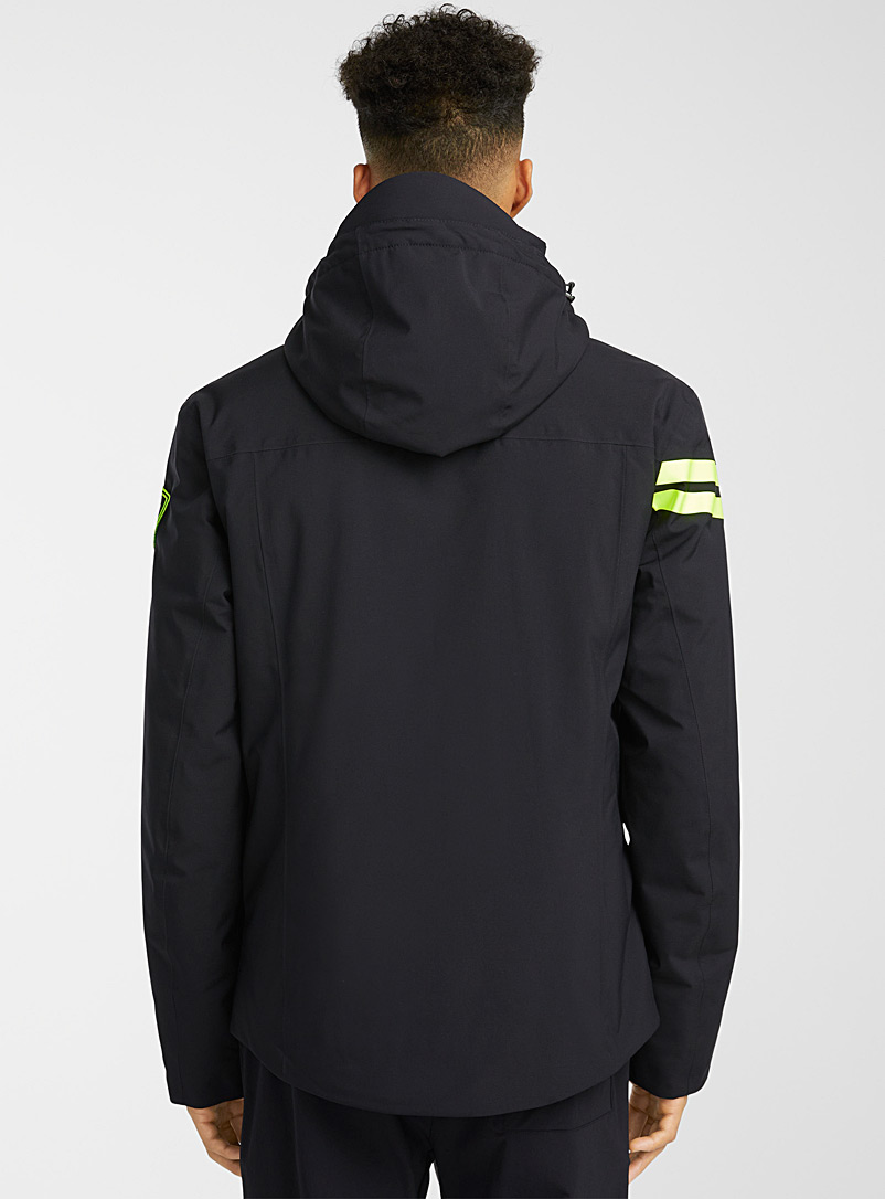Rossignol Patterned Black Emblem neon band insulated jacket Semi-slim fit for men