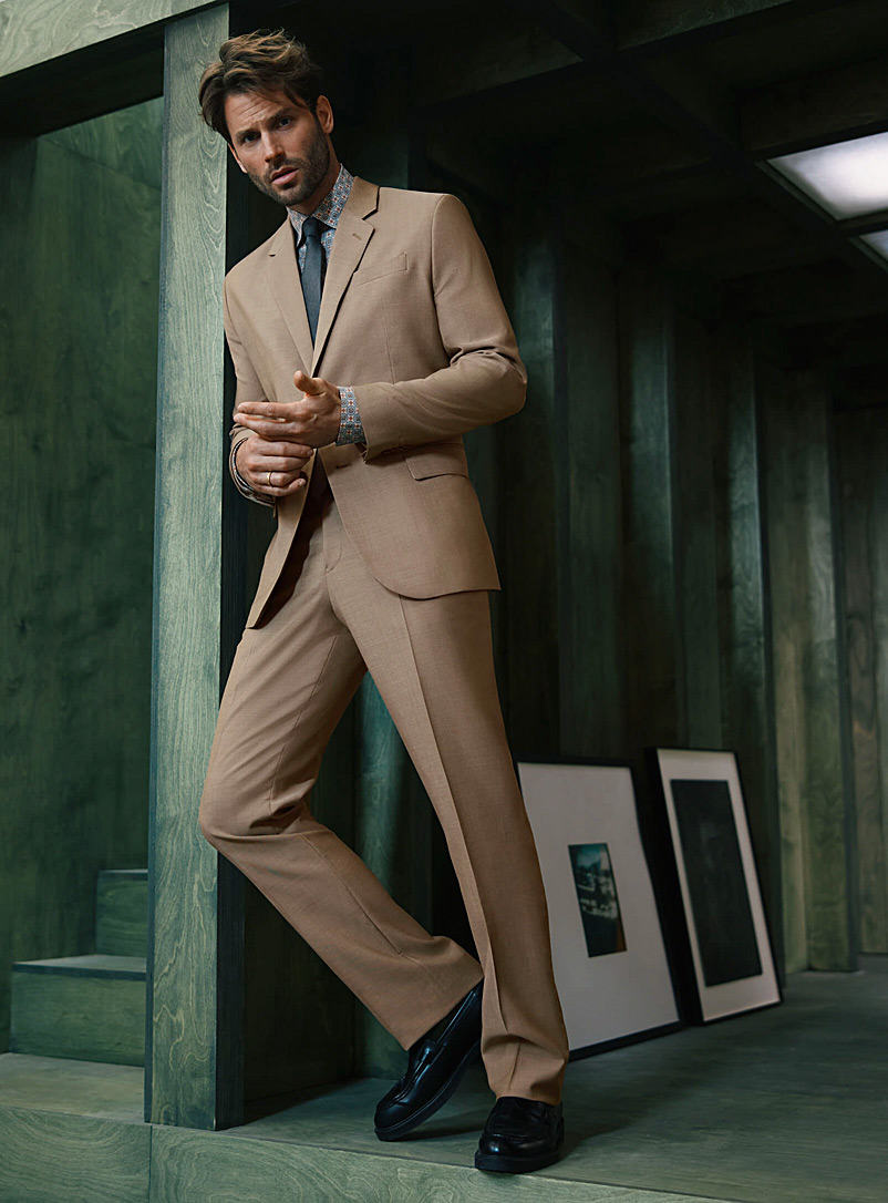 Le 31 Cream Beige Merino-blend suit Berlin fit - Regular for men