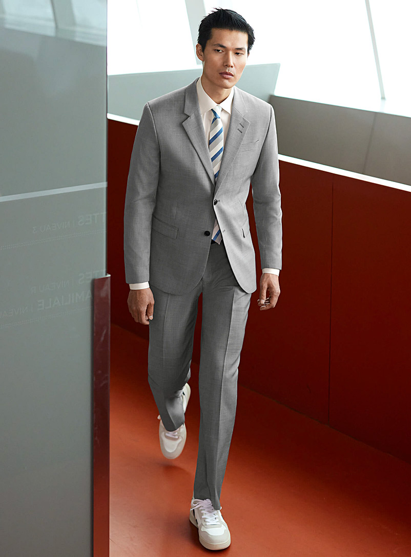 Le 31 Grey Chambray Marzotto wool suit London fit - Semi-slim for men