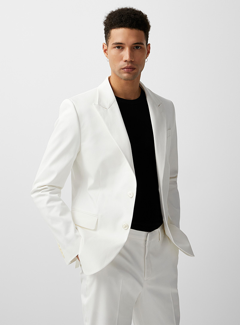 Le 31 Ivory White COOLMAX® white twill jacket Stockholm fit - Slim for men