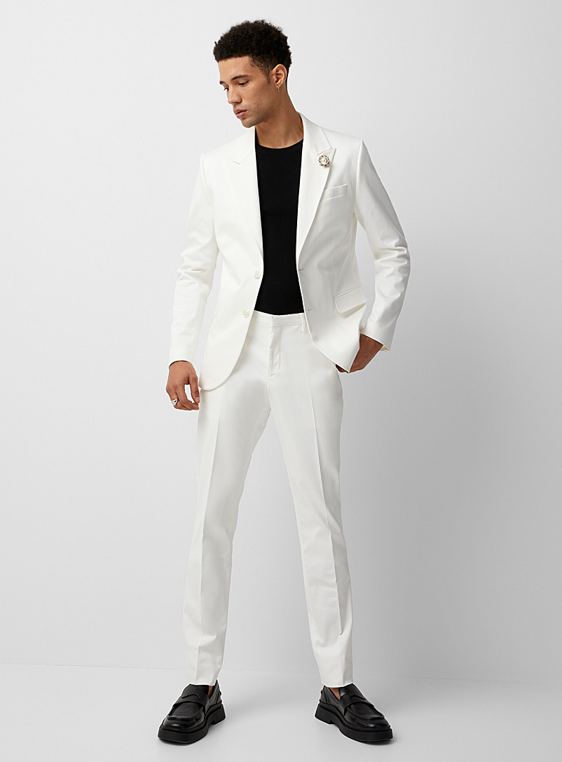 Le 31 Ivory White COOLMAX® white twill pant Stockholm fit - Slim for men