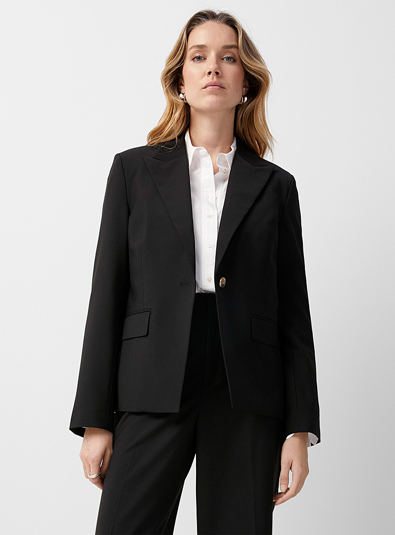 Contemporaine Black Stretch wool fitted blazer for women