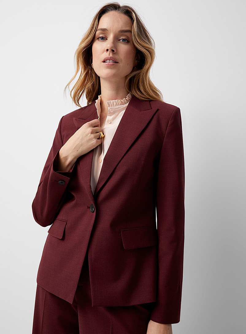 Contemporaine Ruby Red Stretch wool fitted blazer for women
