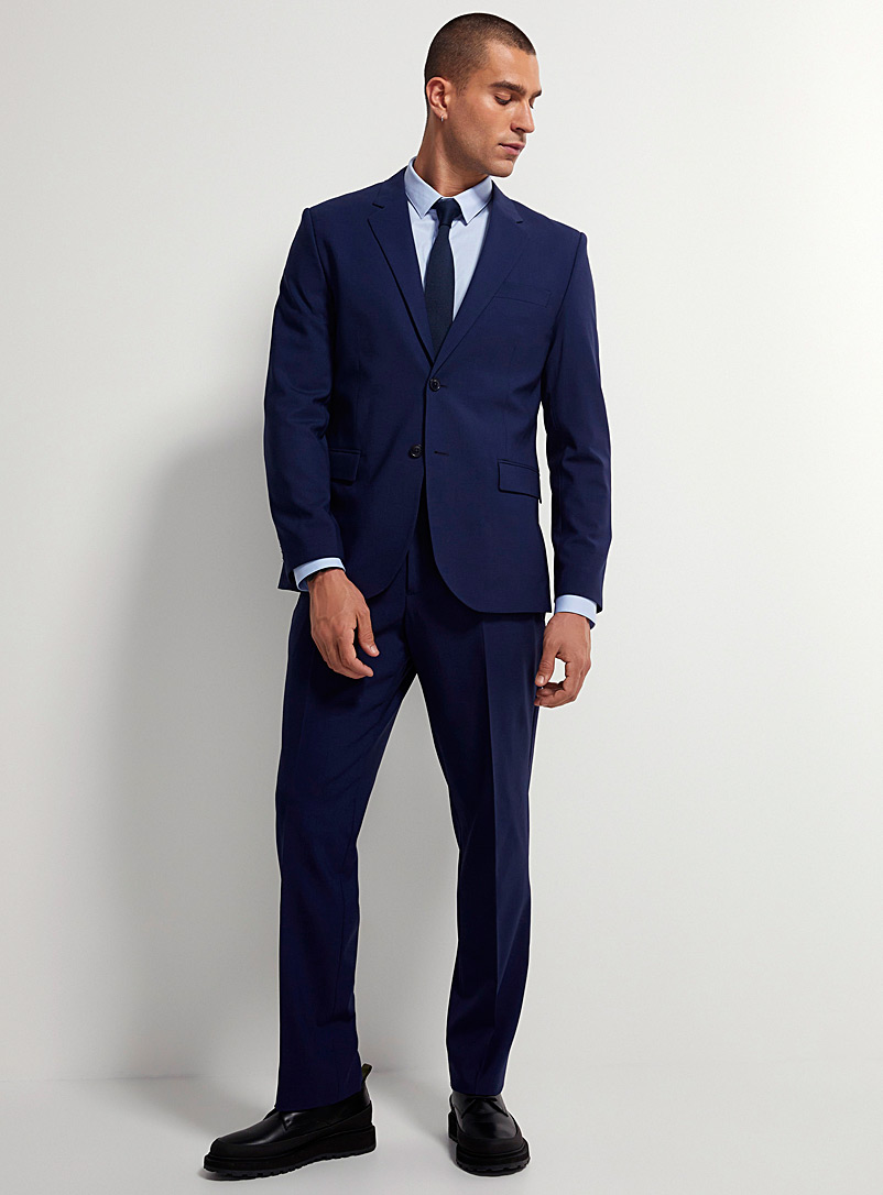 Le 31 Blue Solid Marzotto wool stretch suit London fit - Semi-slim for men