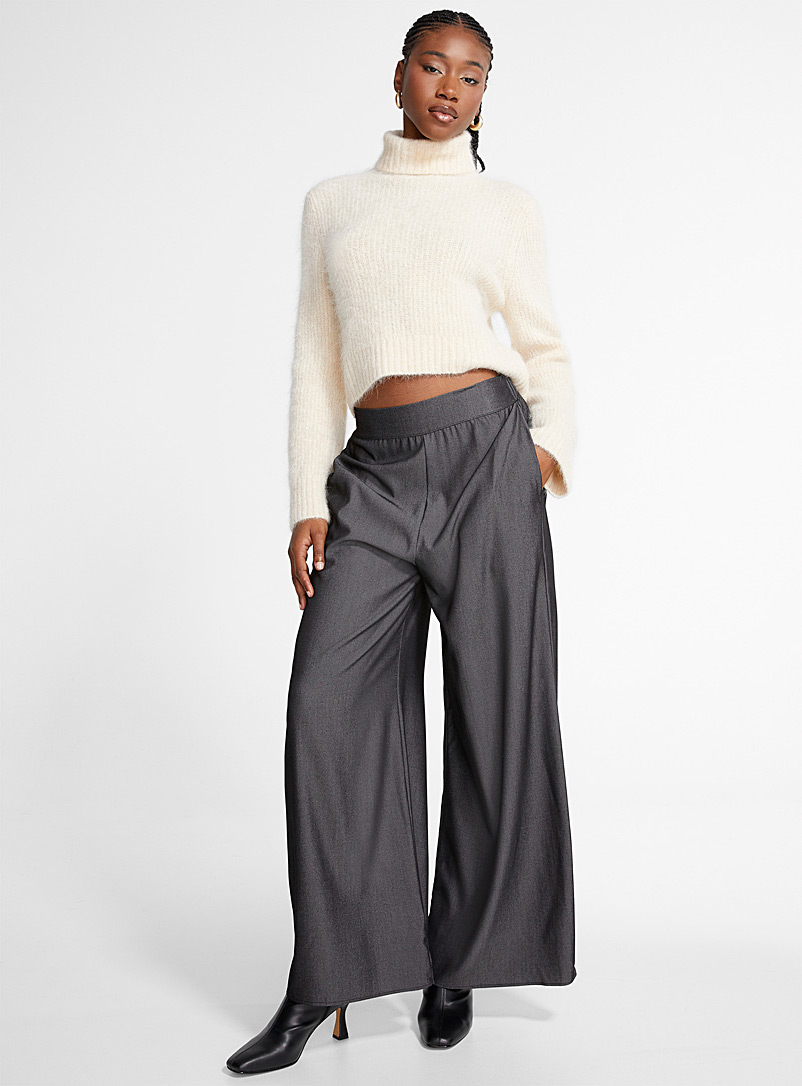 Icône Grey Anthracite flowy and ultra-wide-leg pant for women