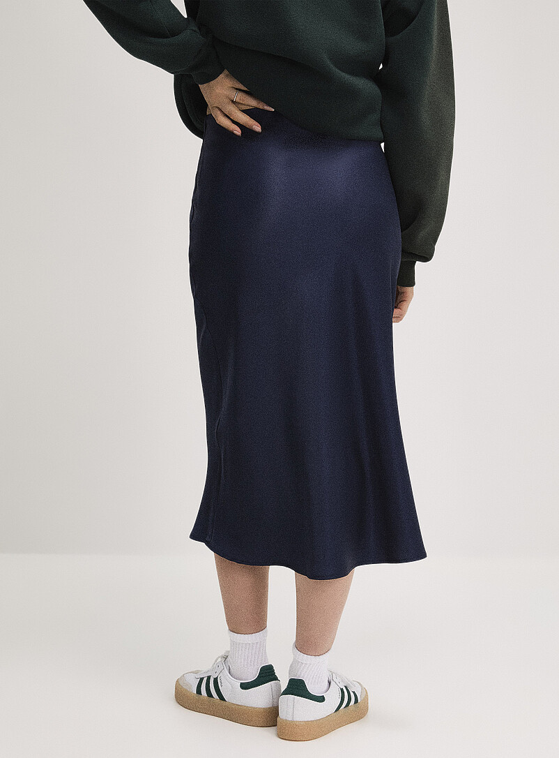 Ic&ocirc;ne Tangerine Satiny midi skirt for women